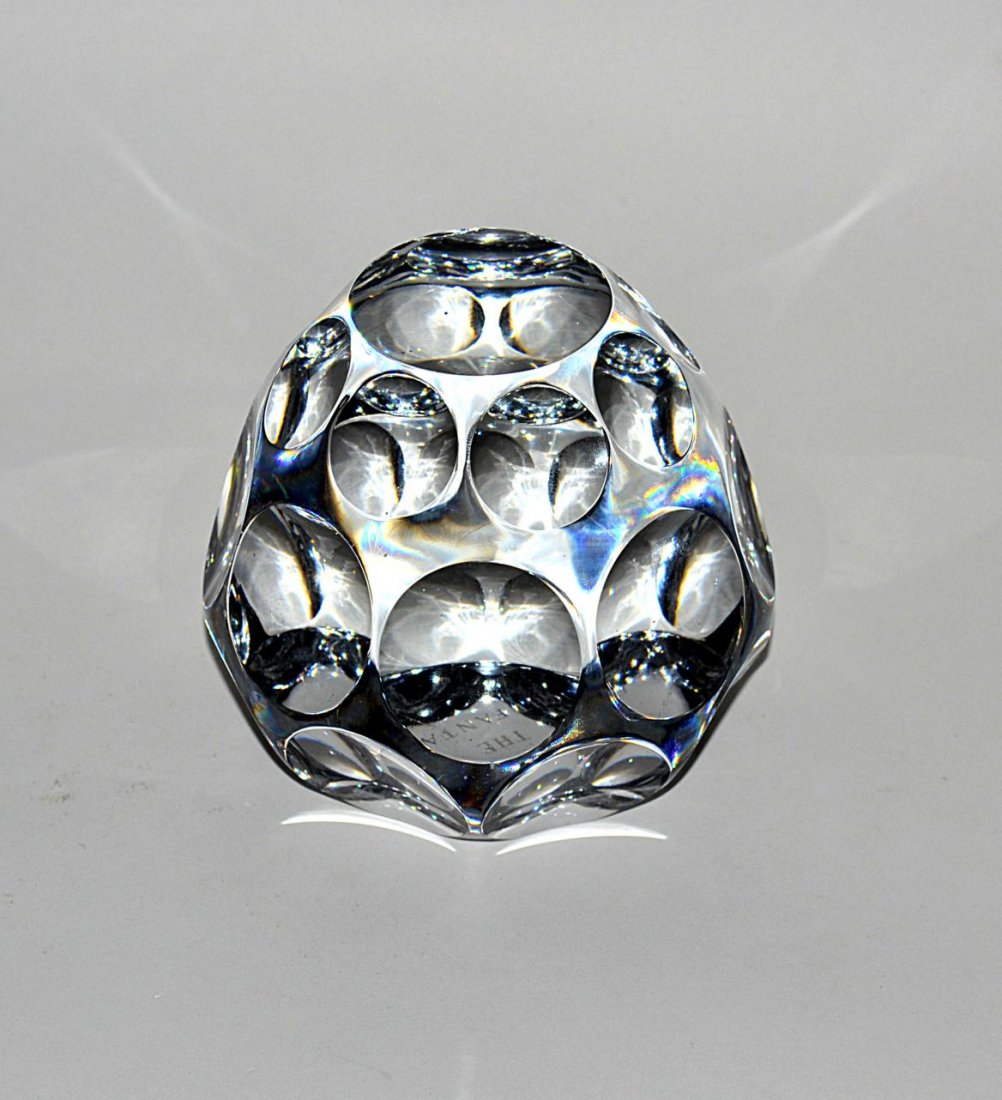 "The Light Fantastic" Crystal Paperweight: Large paperweight in beehive form, inscribed: "The Light Fantastic", signed "Brierley". 4.5" High From the Estate of Arthur Laurents.