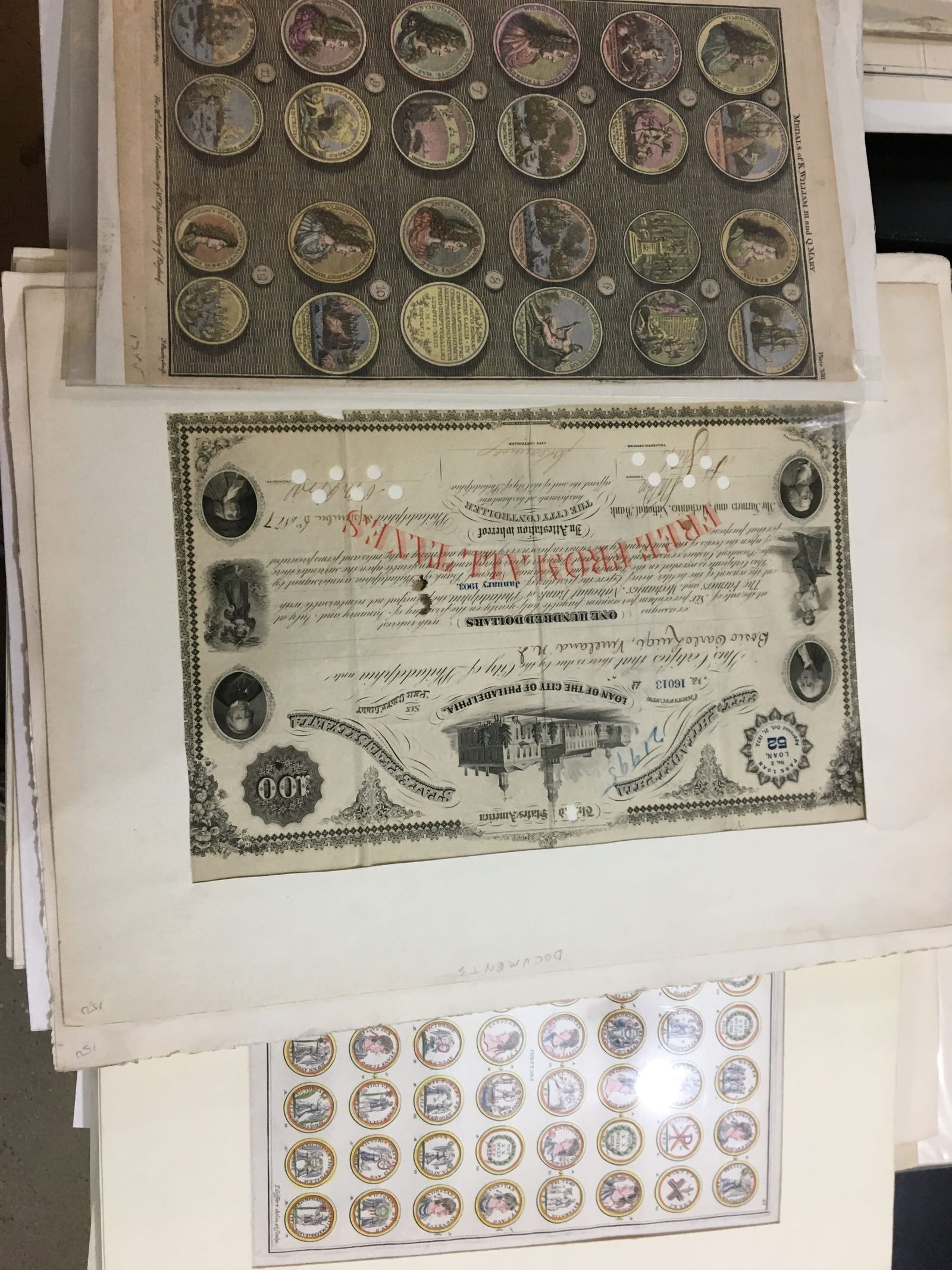 Two Folders of Stock Certificates, Money Art, Etc. (1 of 6)