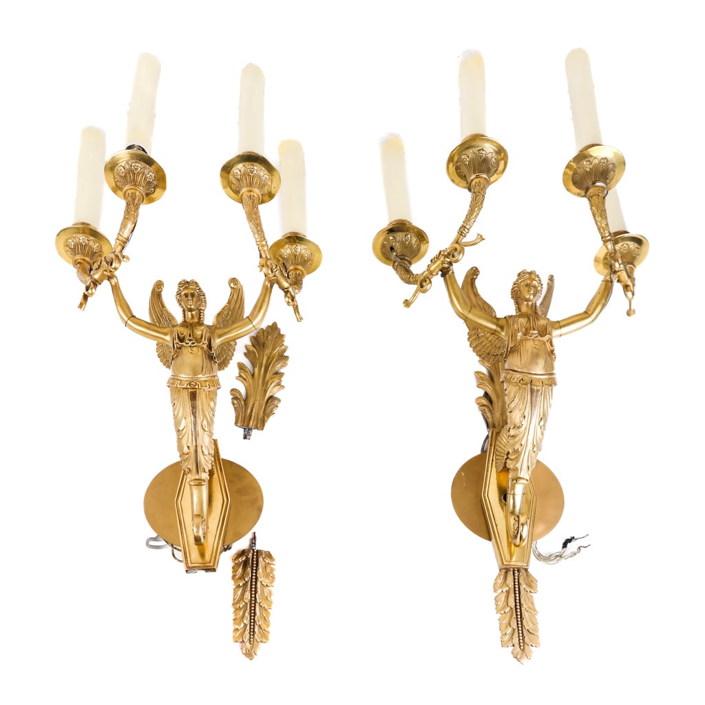 Pair of French Empire-Style Gilt Bronze Sconces (1 of 15)