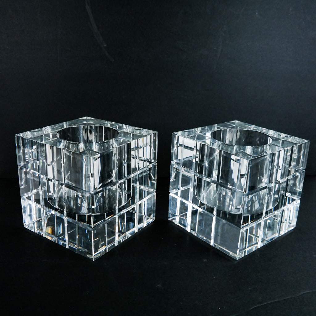Large Pair of Modern Cut Glass Vases (1 of 8)