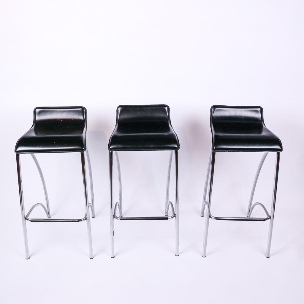 Three Contemporary Chrome Bar Stools (1 of 6)