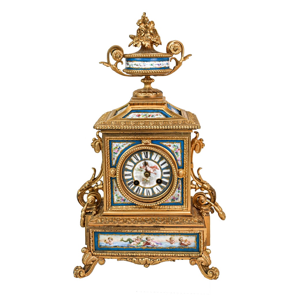 French Gilt Bronze and Porcelain Mantel Clock (1 of 15)