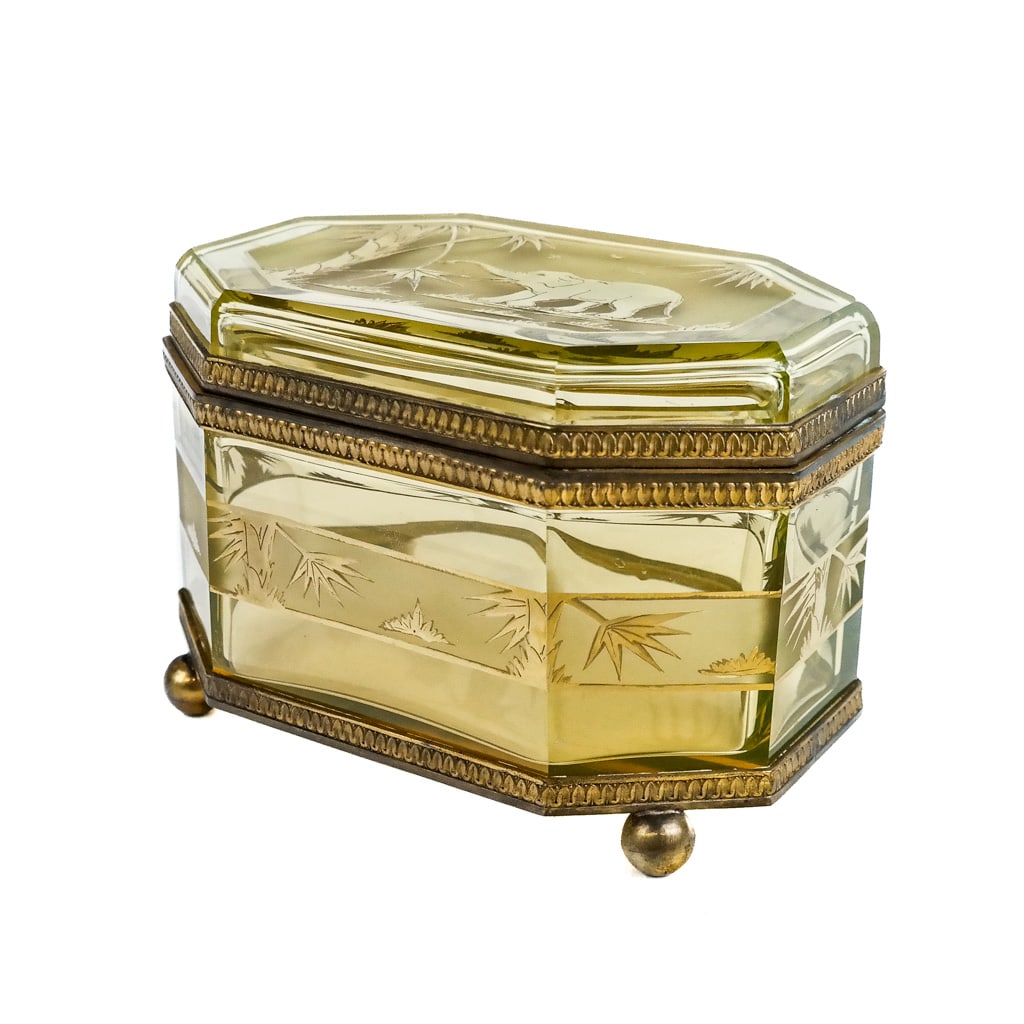 Continental Gilt Metal Mounted Glass Trinket Box (1 of 7)