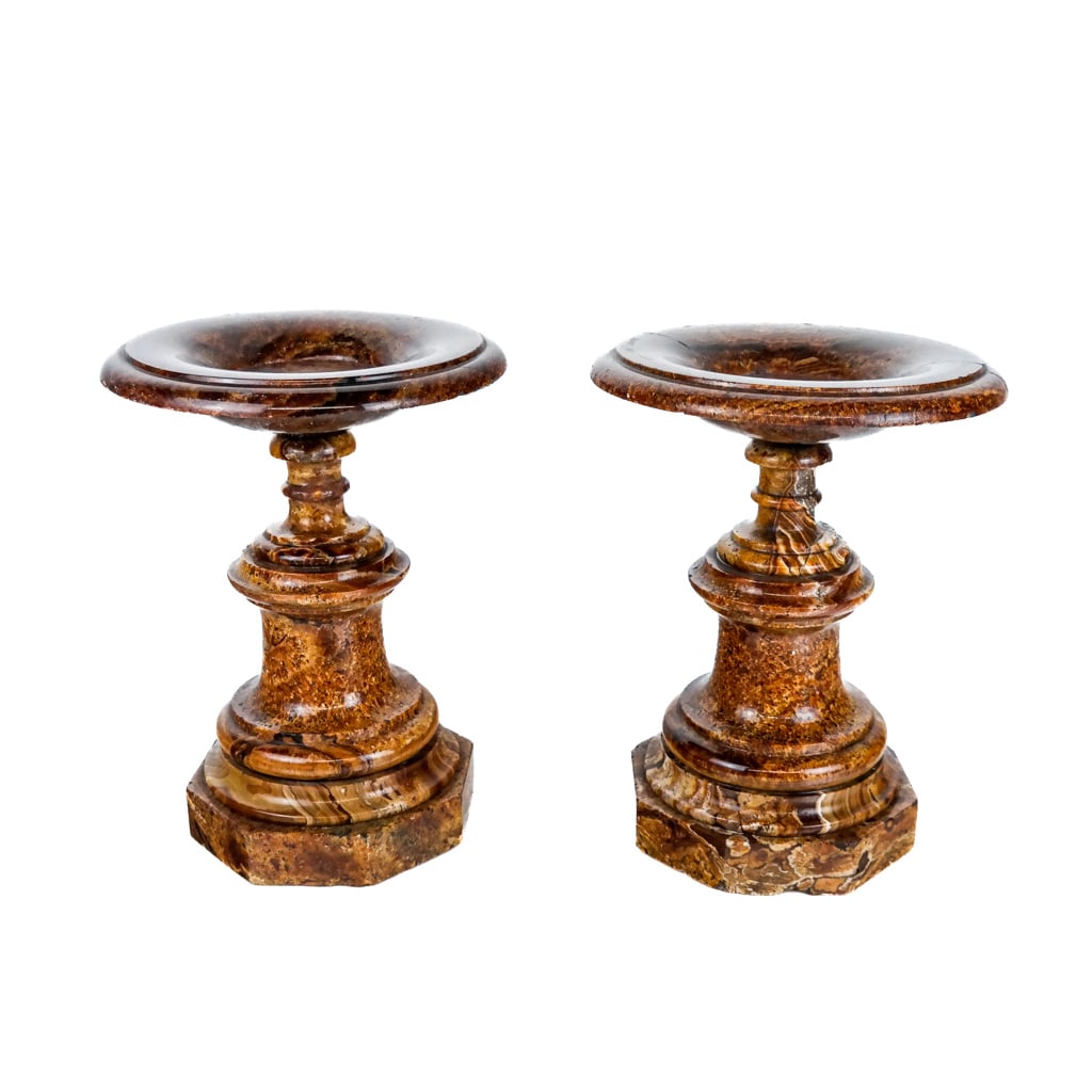 Pair of Classical-Style Brown Marble Tazza (1 of 8)