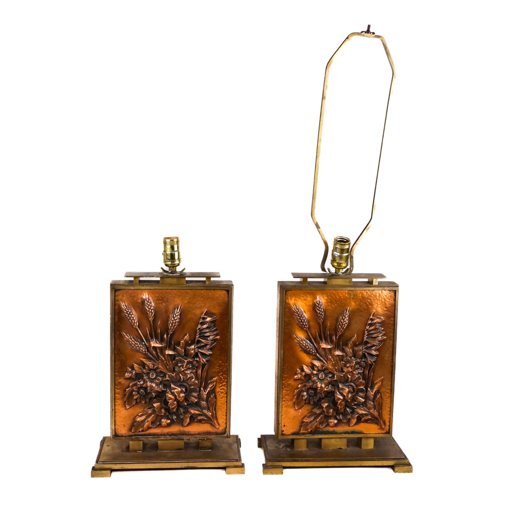 Pair of Late Art Deco Bronze & Copper Lamps (1 of 11)