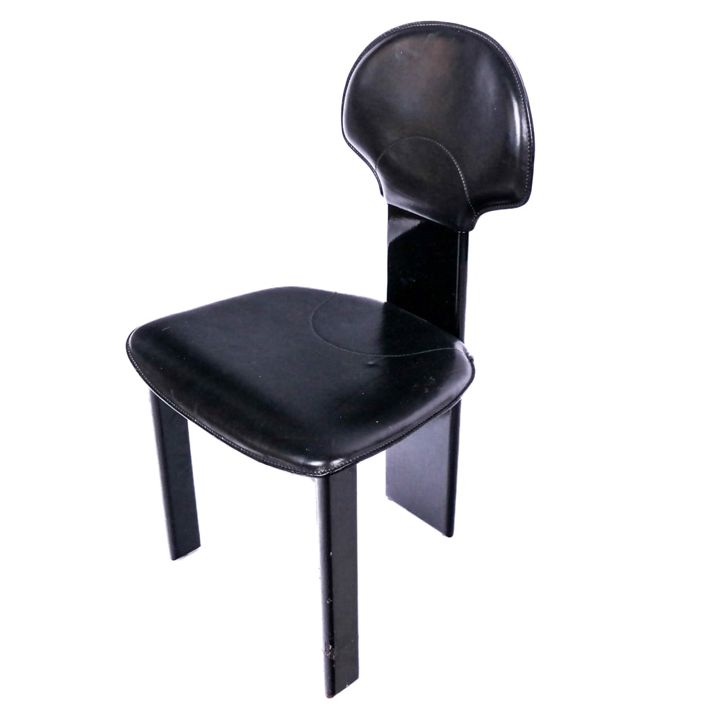 Italian Post-Modern Black Leather & Lacquer Chair (1 of 6)