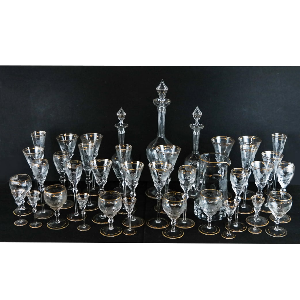 Moser Bohemian Gilt Glass Stemware (36 Pcs) (1 of 13)