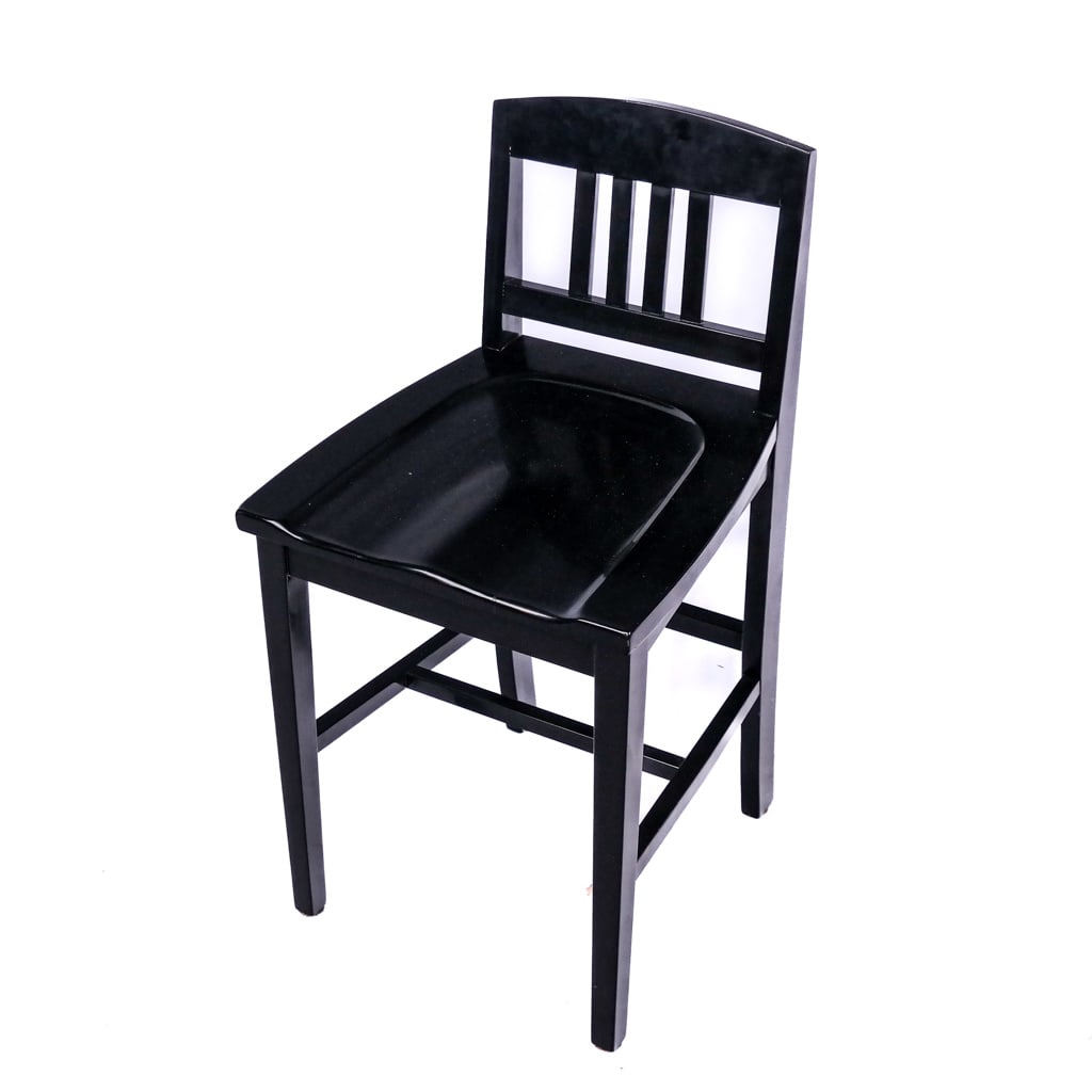 Modern Ebonized Piano/Vanity Chair: Modern ebonized vanity chair, late 20th century, of small proportions, modeled as a piano chair. [30 1/2" H x 16" W x 17" D]. In overall good condition with minor wear.