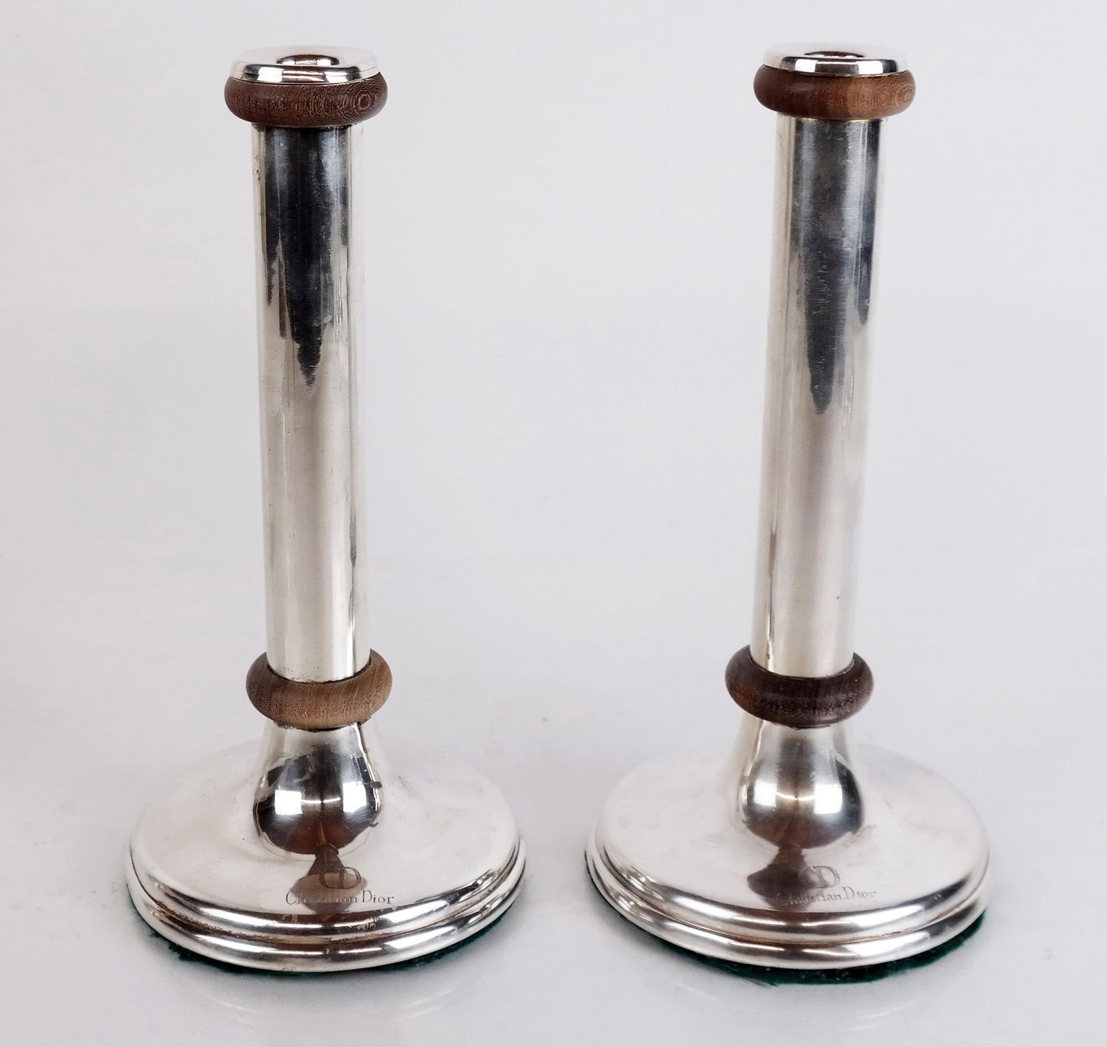 Pair Christian Dior Silver Plate Candlesticks (1 of 6)
