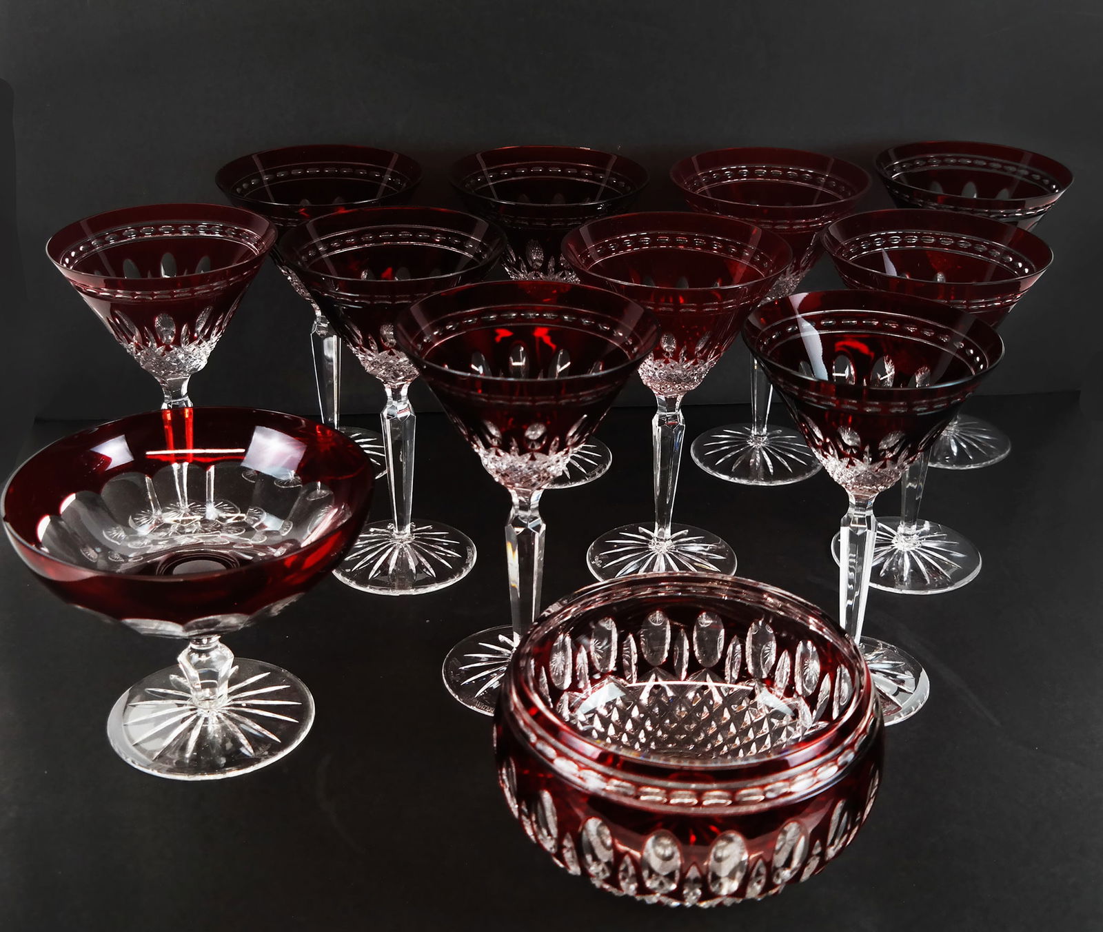 Waterford Irish Crystal Cut-to-Red Stemware (12) (1 of 11)