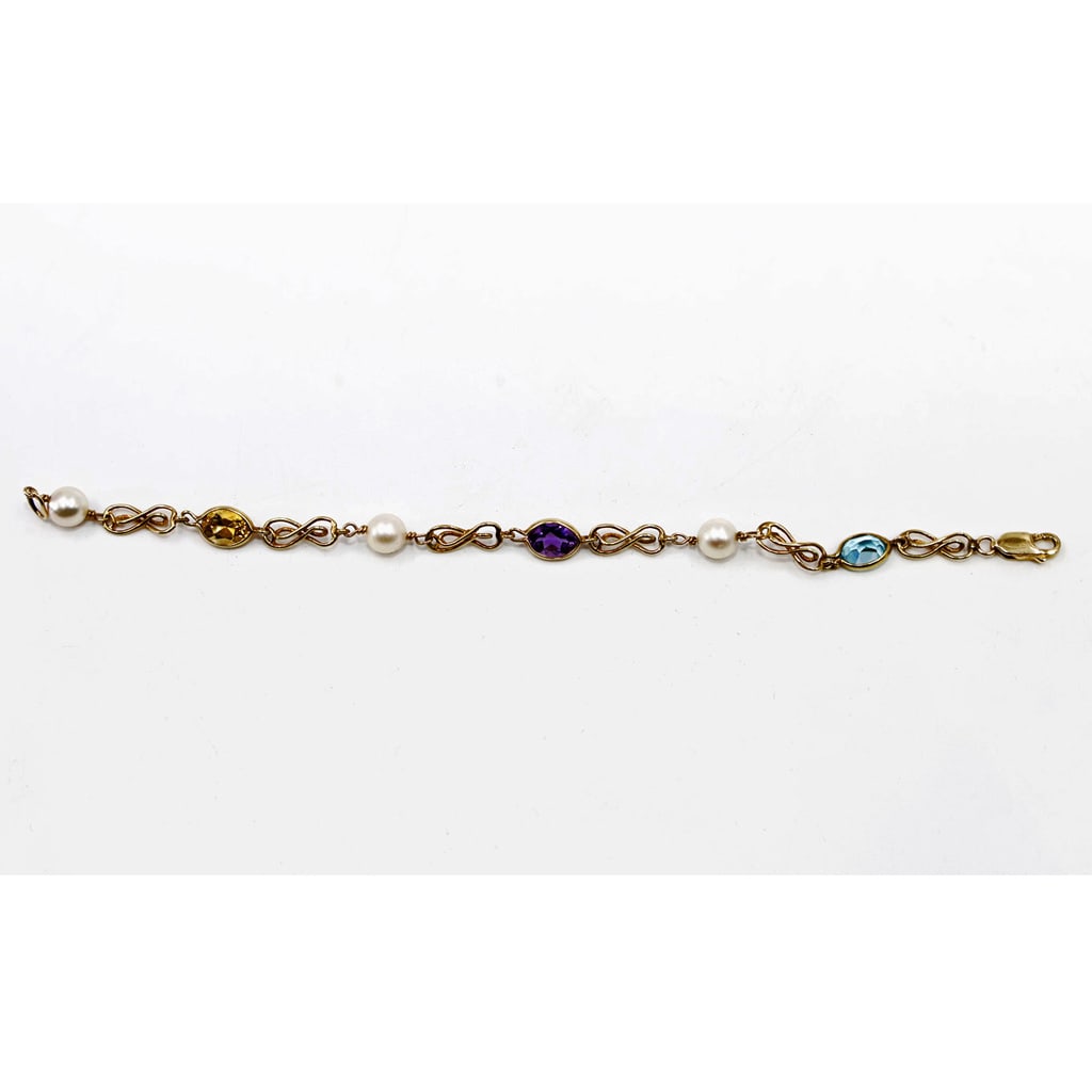 14K Gold & Pearl Link Bracelet (1 of 2)
