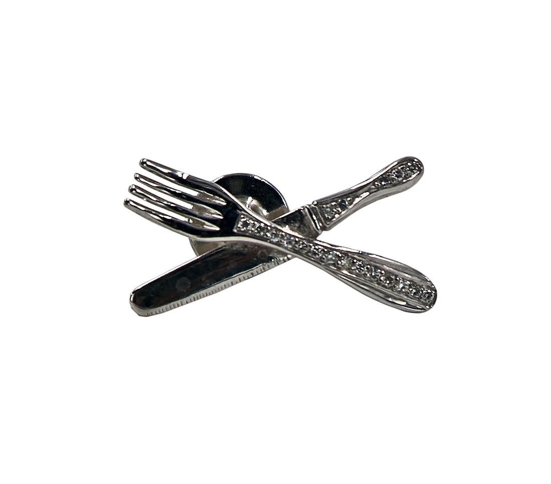 14K Gold & Diamond Fork & Knife-Form Tie Pin (1 of 3)