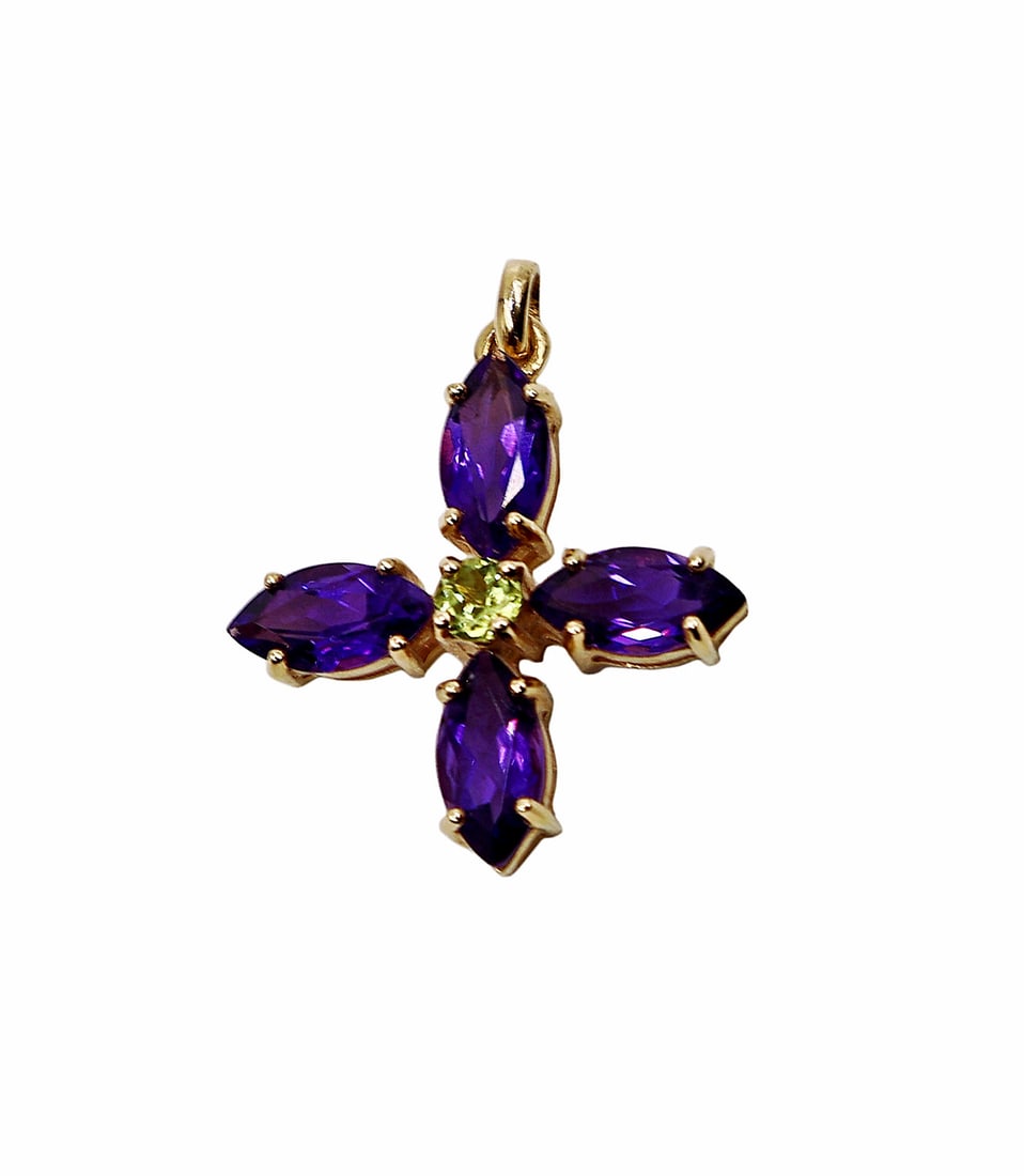 14K Gold Two-Stone Cross Pendant (1 of 4)