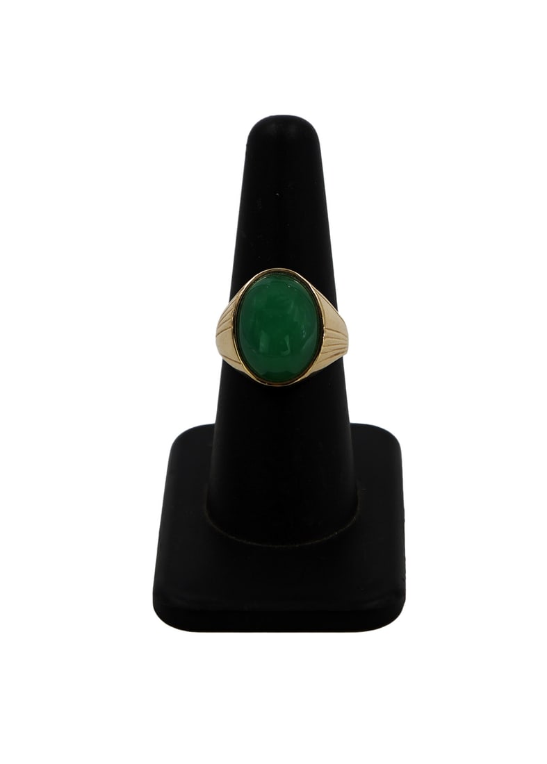 14K Gold and Jade Cabochon Ring (1 of 4)