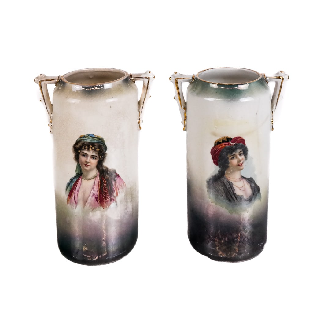 Pair of Austrian Paint-Decorated Vases (1 of 9)