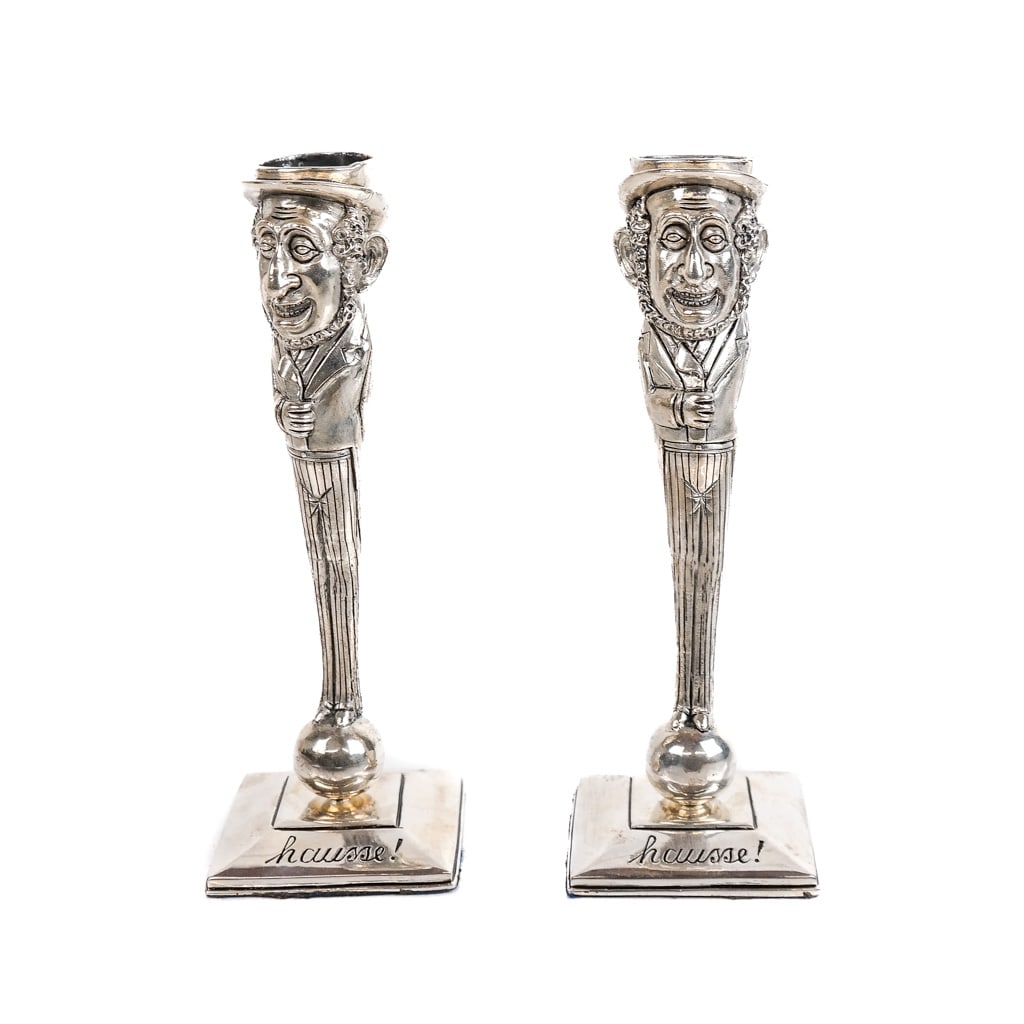 Pair of Judaica .800 Silver Figural Candlesticks (1 of 11)