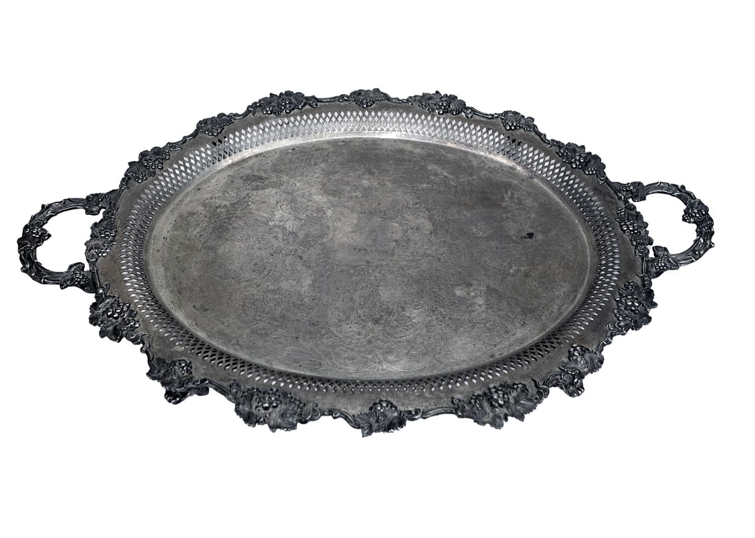 Large Silver Plate Serving Tray (1 of 5)