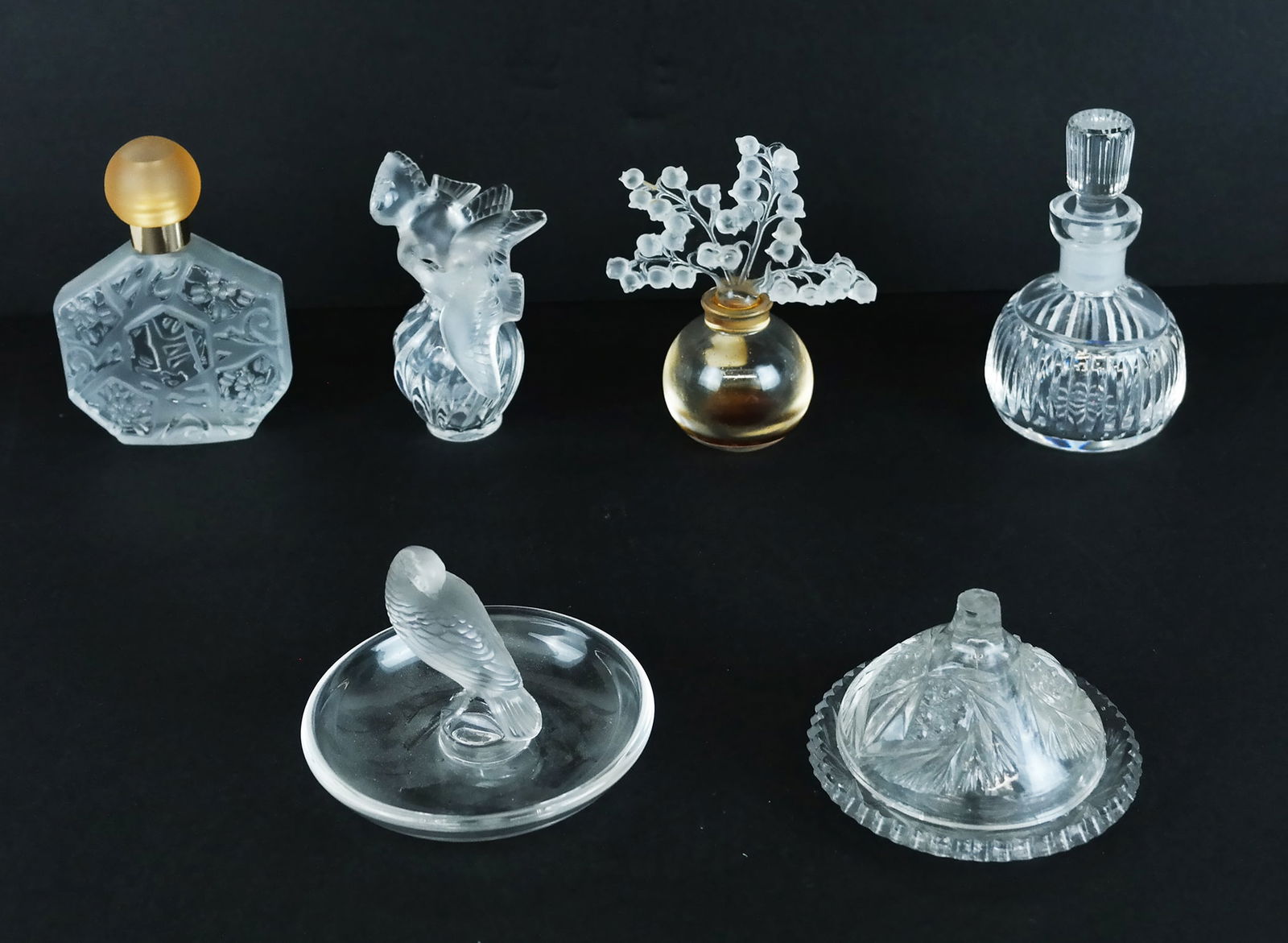 Group of Glass Vanity Table Items (6) (1 of 8)