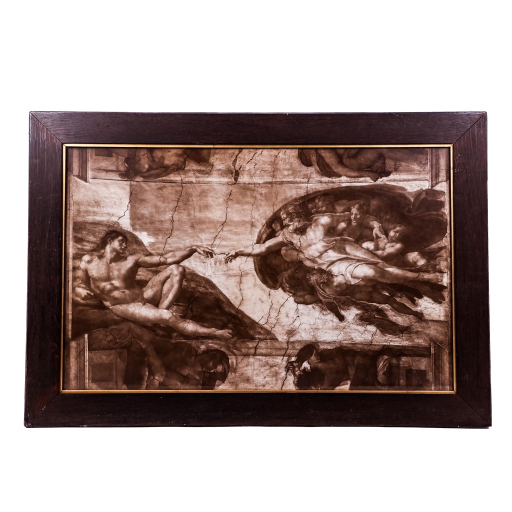 Classical Allegorical Picture in Frame: Classical allegorical picture in heavy wood frame. [Art: 22" H x 33" W; Frame: 28" H x 40" W].