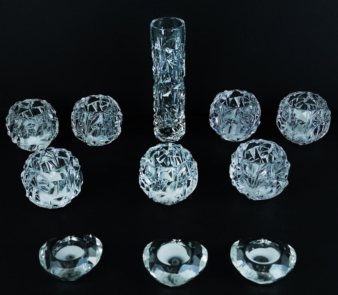 Nine Crystal Candlesticks (Incl. Tiffany) & 1 Vase (1 of 11)