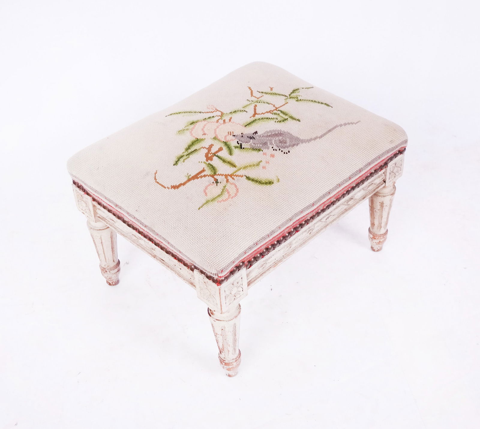 Louis XVI-Style Needlepoint Footstool (1 of 6)