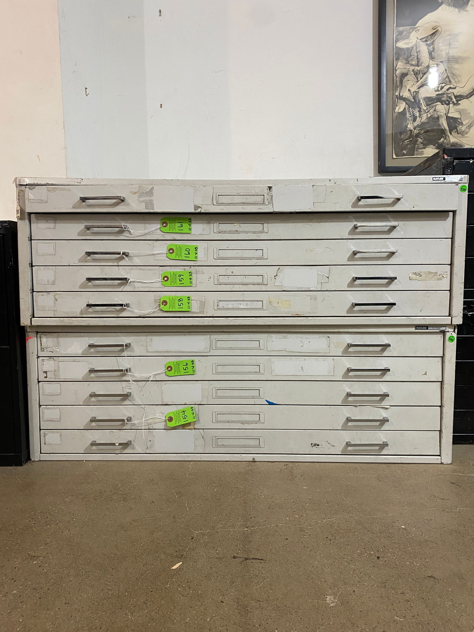 Pair of White Metal Flat File Cabinets (1 of 9)