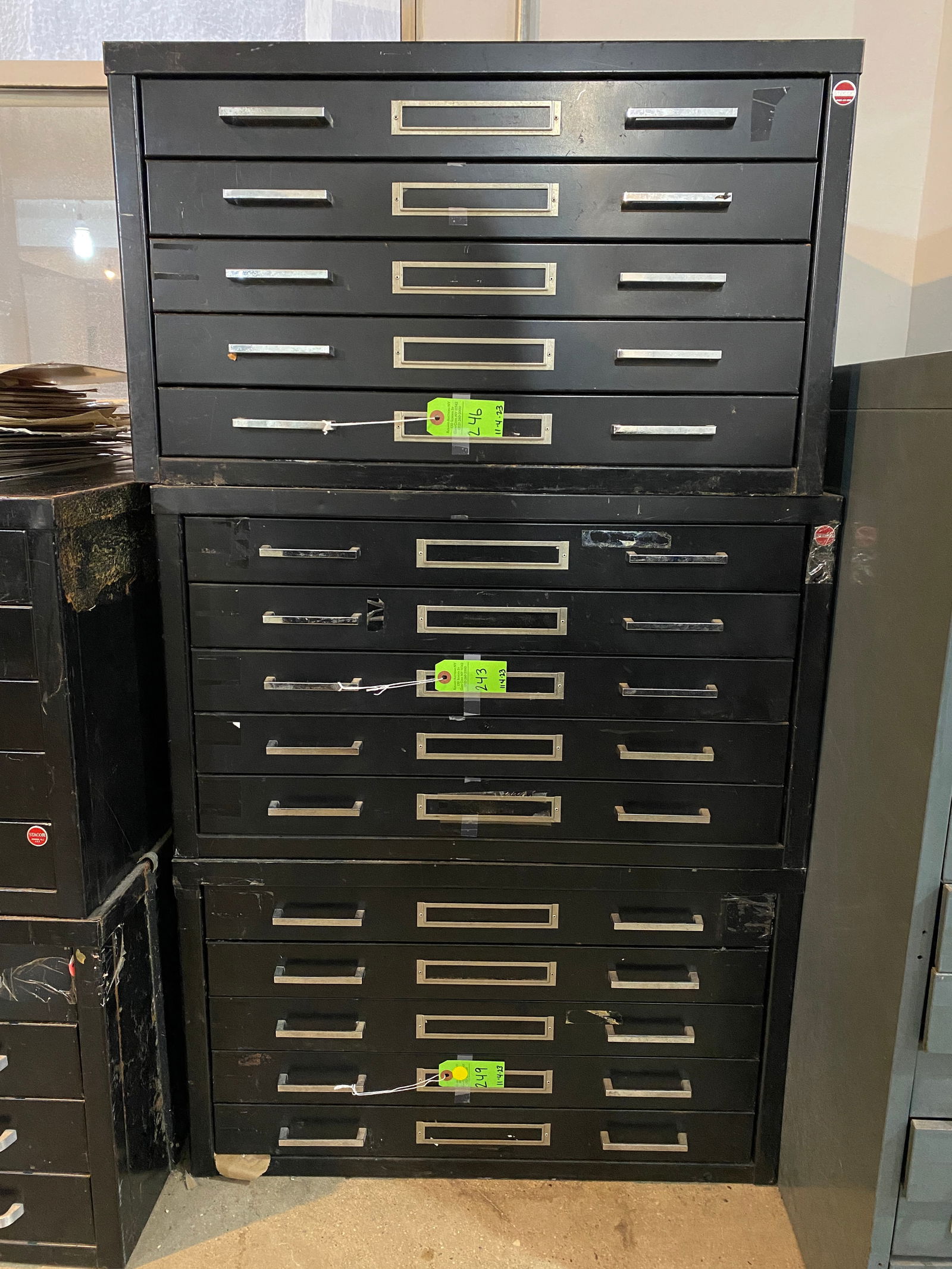 Group of Black Metal Flat File Cabinets (1 of 9)