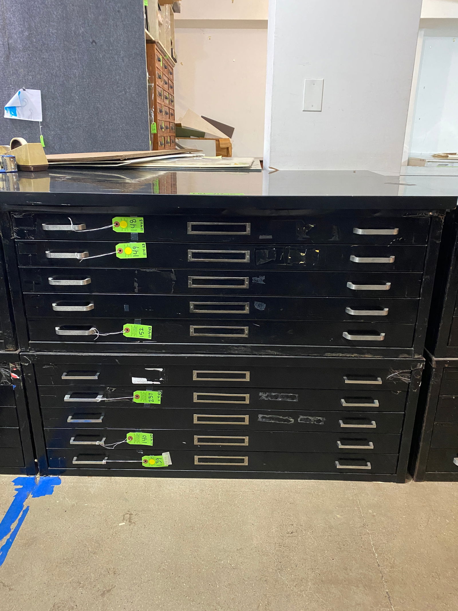 Pair of Black Metal Five-Drawer Cabinets (1 of 8)