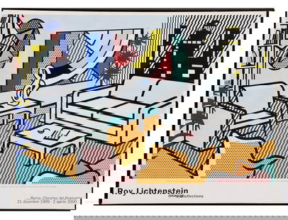 Roy LICHTENSTEIN: "Reflections," Lithograph: Roy Lichtenstein (American, 1923-1997) "Reflections", 1999, offset lithograph on paper, featuring the still life image of a classic New York apartment of the era. It was printed in 1999 for a pop art