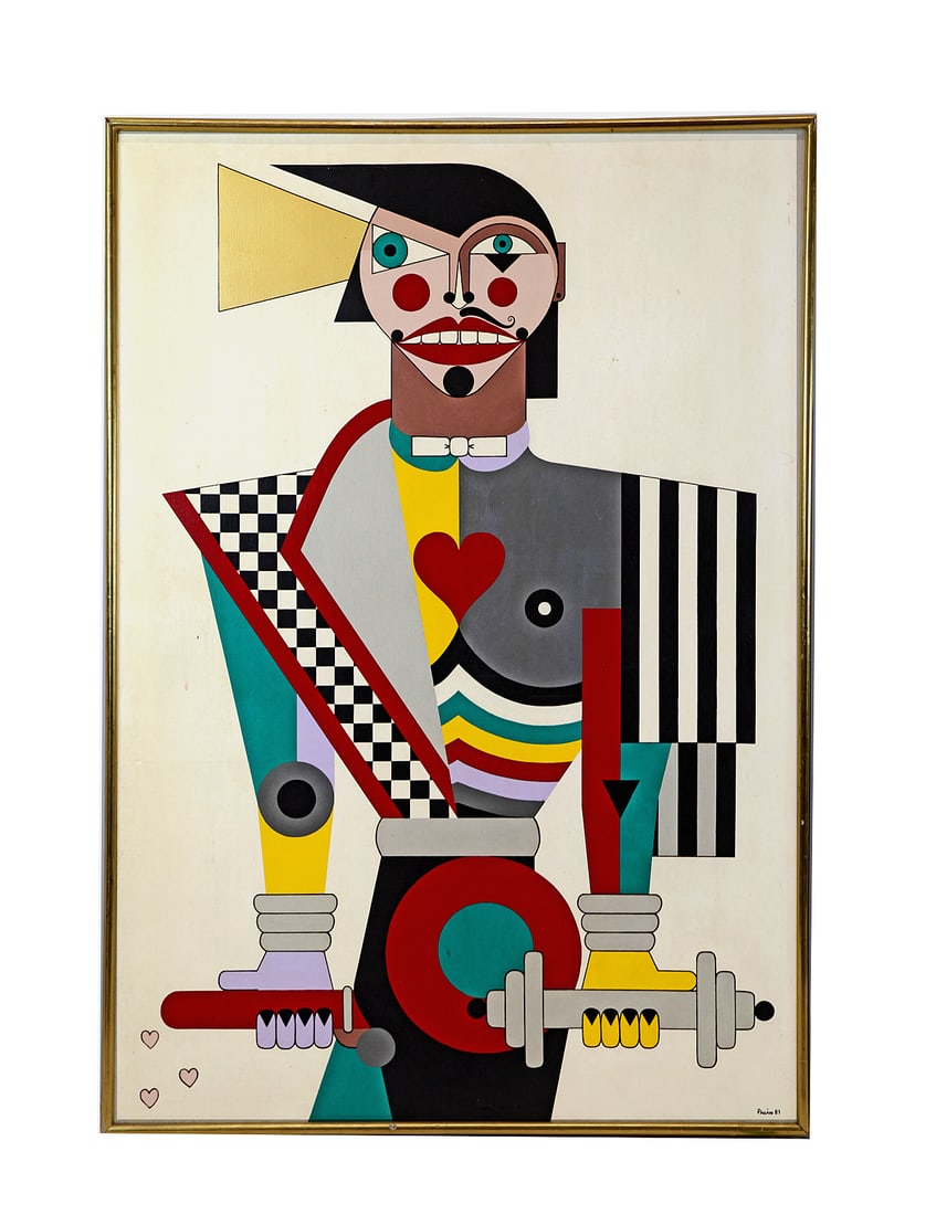 Signed PAGAN: Geometric Abstract, Oil on Canvas (1 of 3)