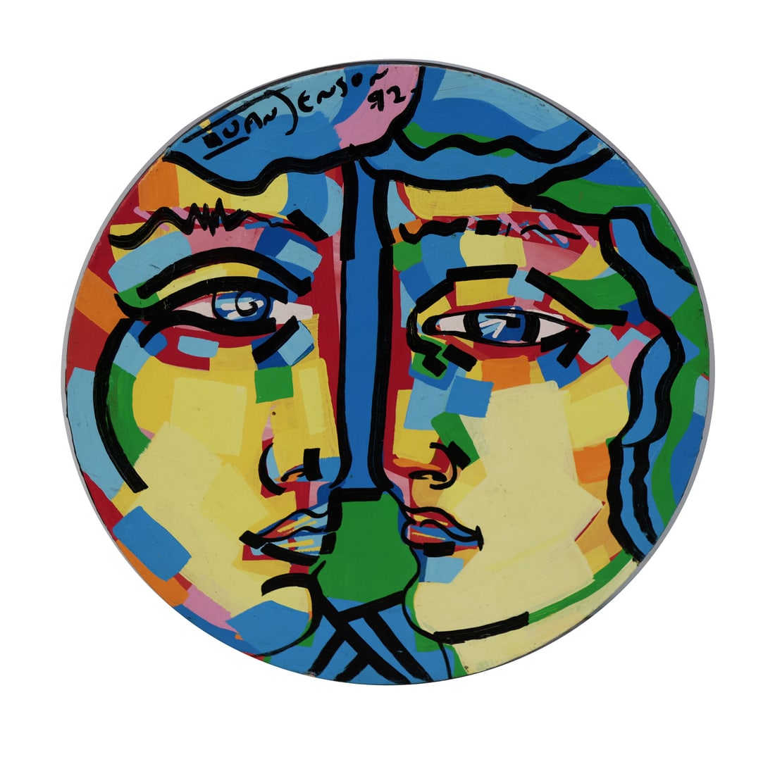 Ivan JENSON: A Couple - Oil on Canvas Roundel (1 of 4)