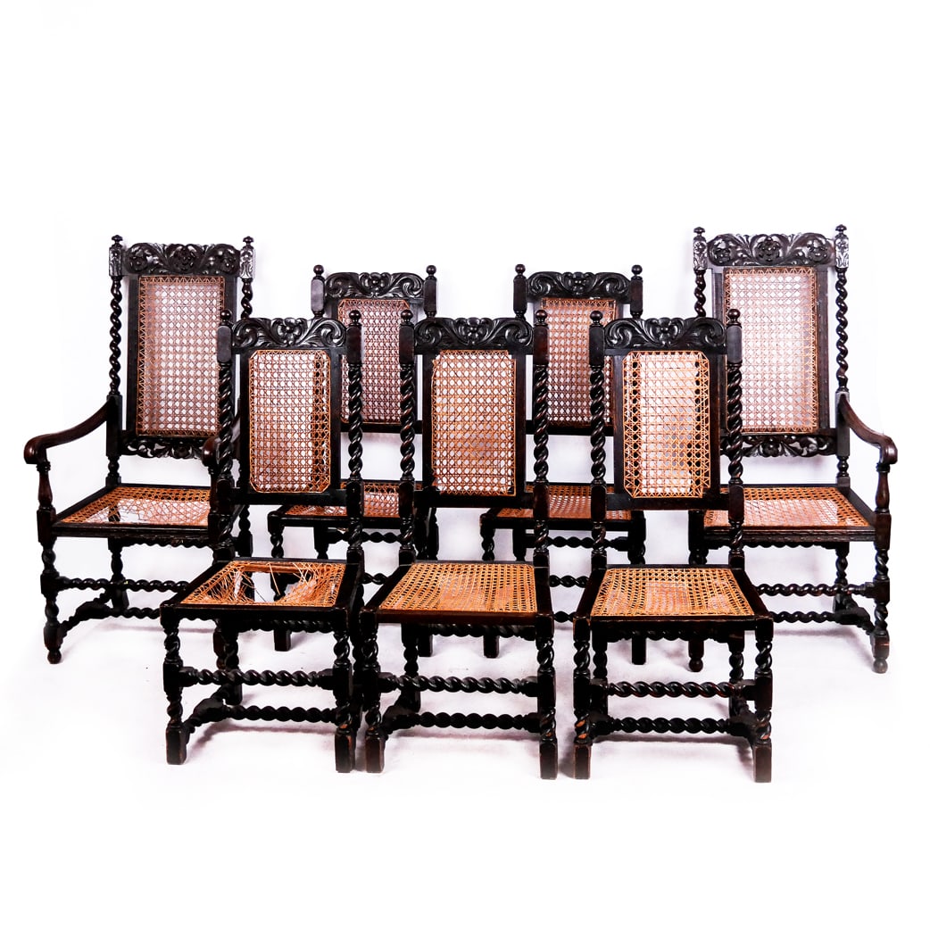 Set of 7 Tudor-Style Dining Chairs (1 of 12)