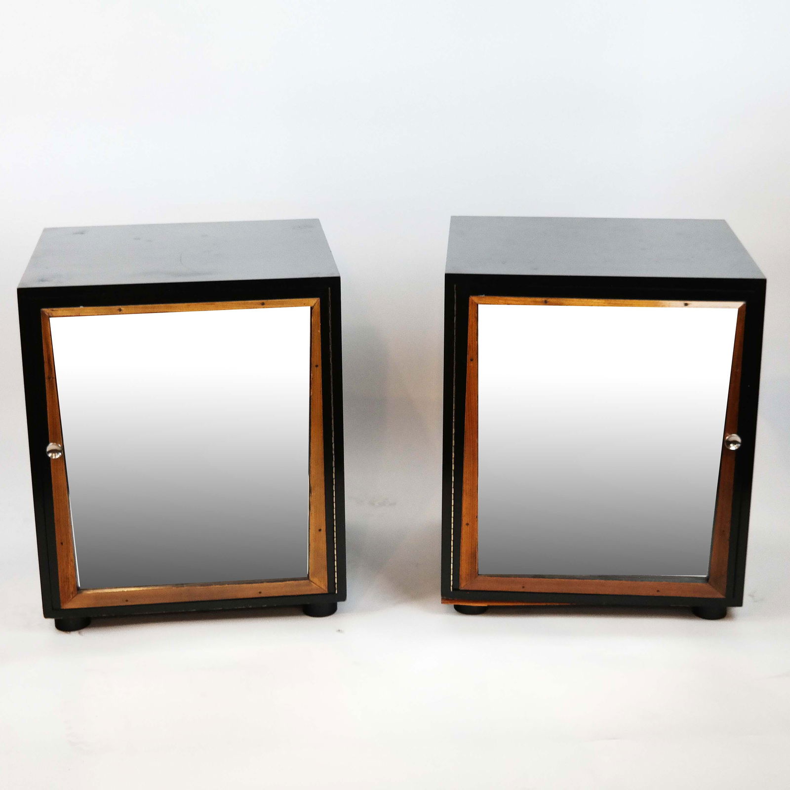 Pair of Black Lacquer Mirrored Cabinets (1 of 6)