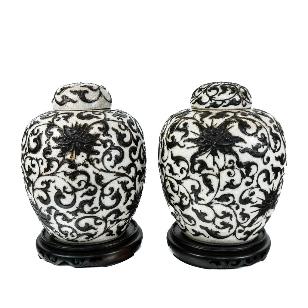 Pair of Chinese Crackle Glaze Vases (1 of 9)