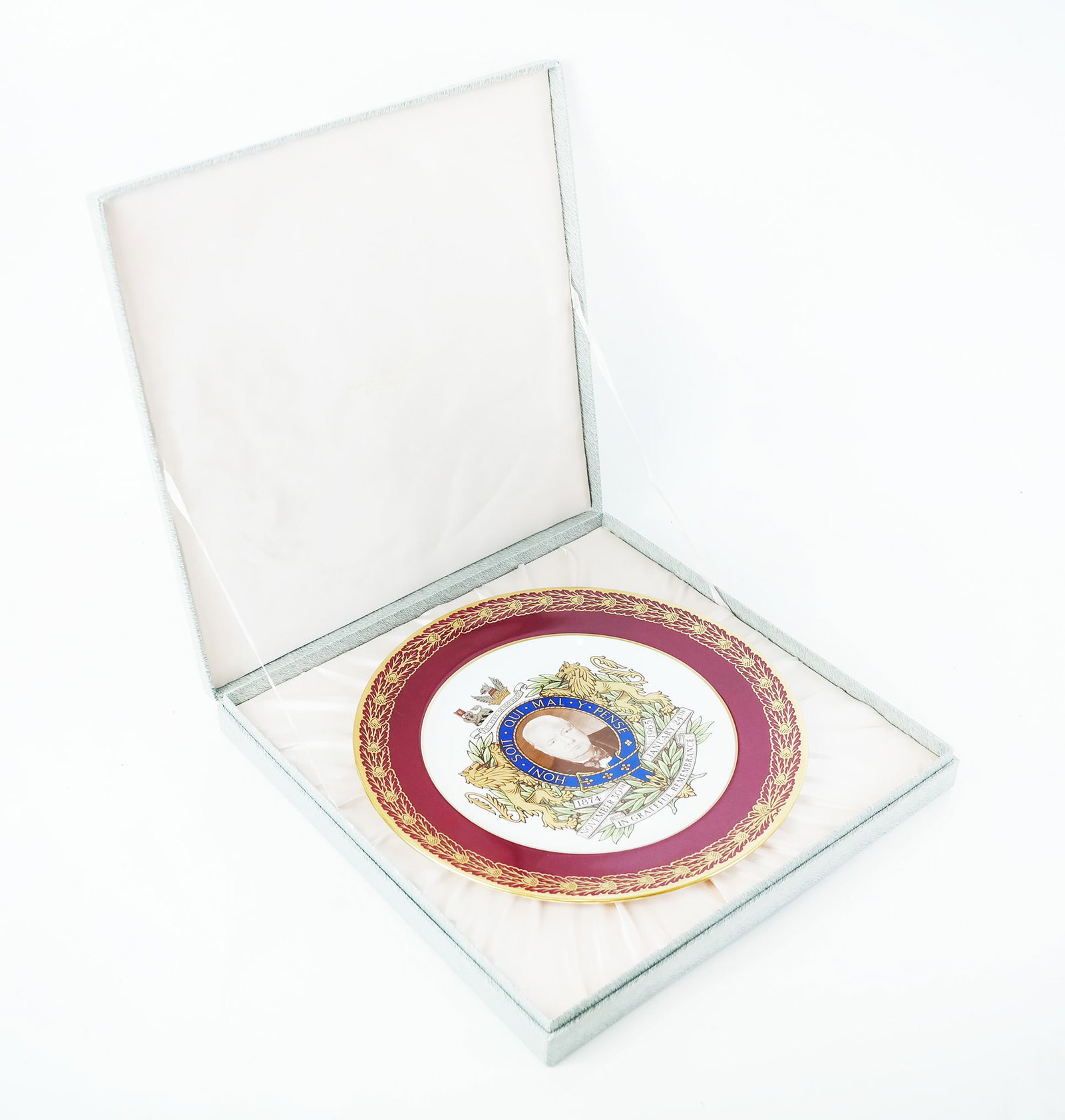 Spode "The Churchill Plate": Spode "The Churchill Plate", from a limited edition of 5,000, in gift box. [Plate: 10 1/2" Diam.; Box: 12" x 12"].