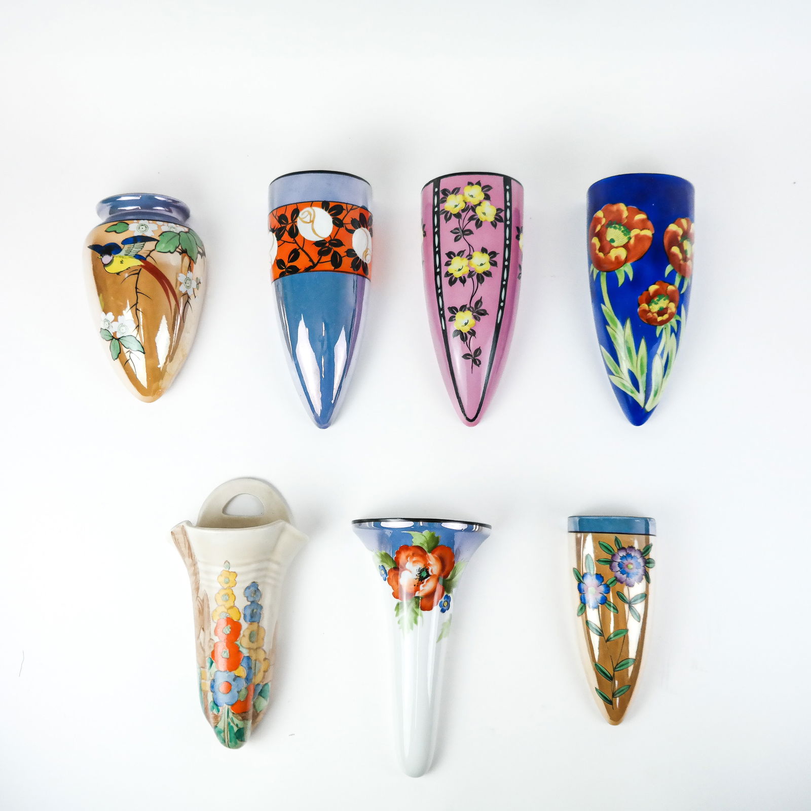 7 Assorted Art Nouveau-Style Wall Pockets (1 of 10)