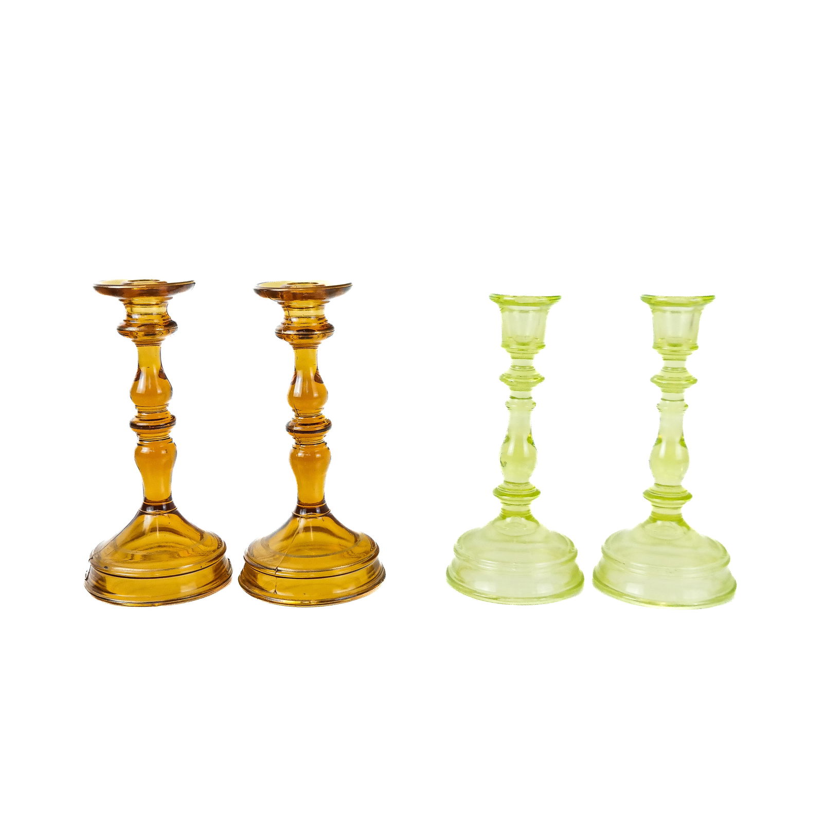 Two Pairs of Vintage Pressed Glass Candlesticks (1 of 10)