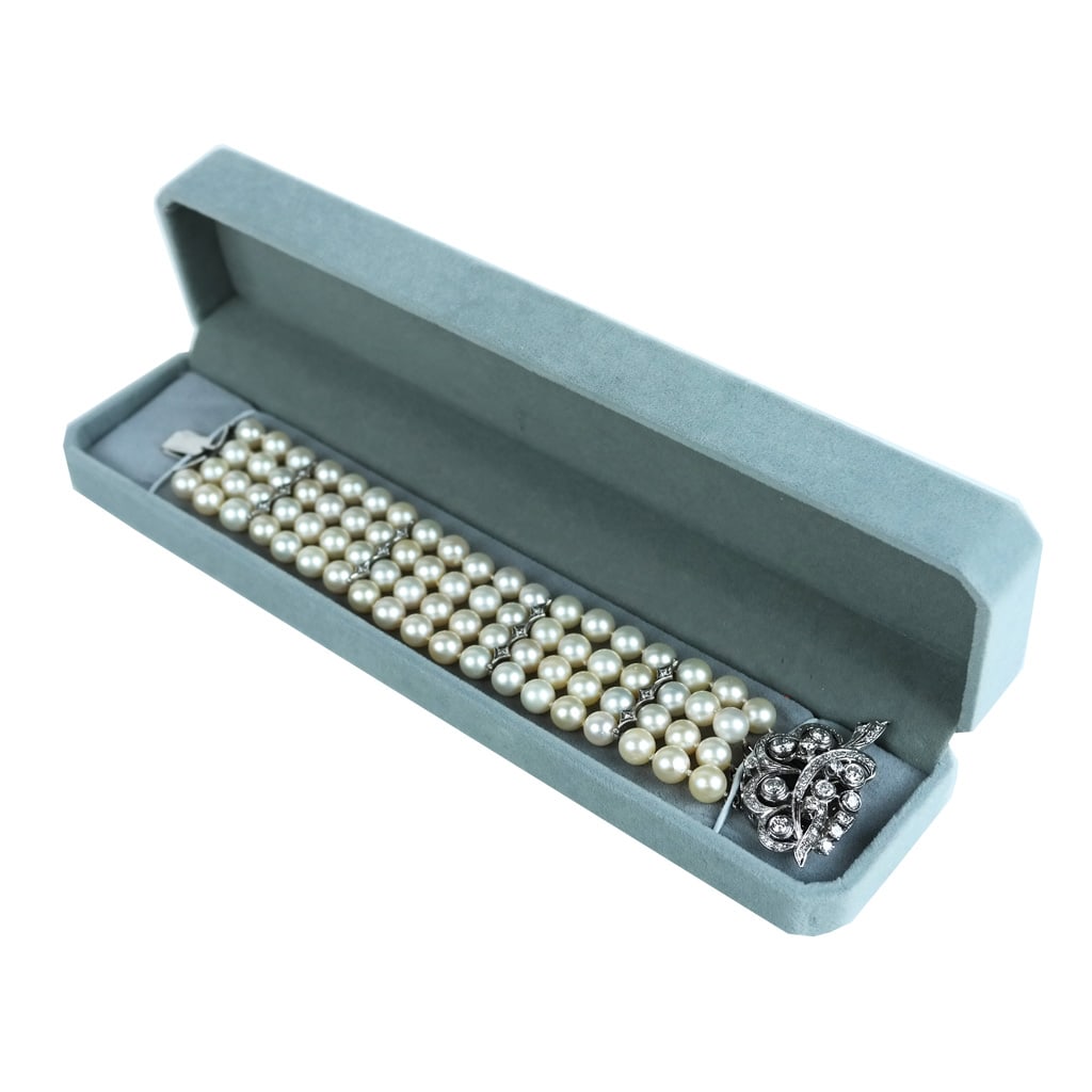 Four-Strand Pearl, Gold & Diamond Bracelet (1 of 9)