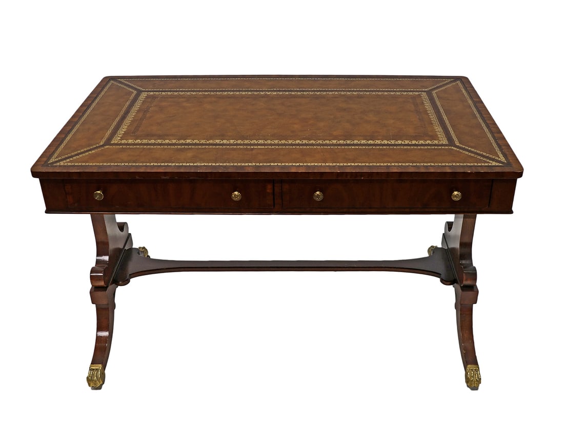 Regency-Style Mahogany Leather Top Desk (1 of 6)