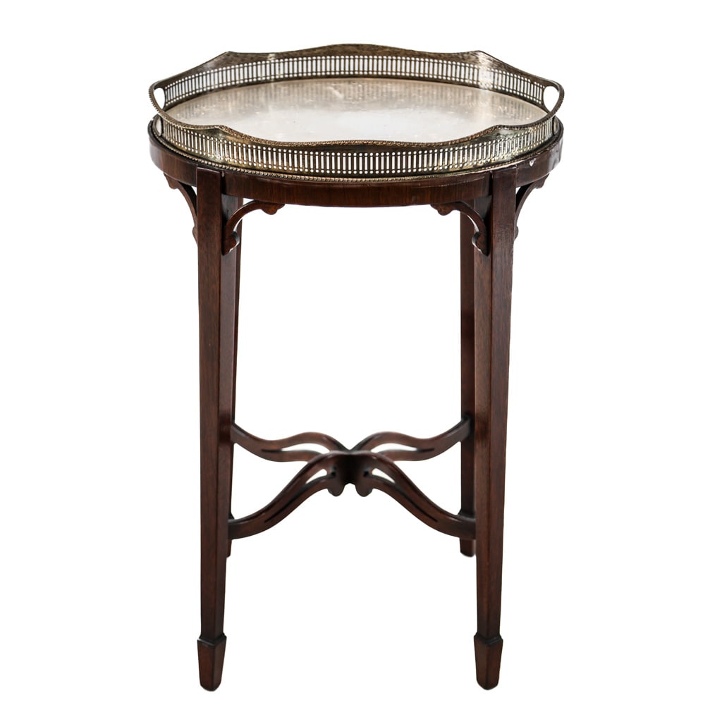 Petite Silver Plate & Wood Tray Top Table (1 of 6)