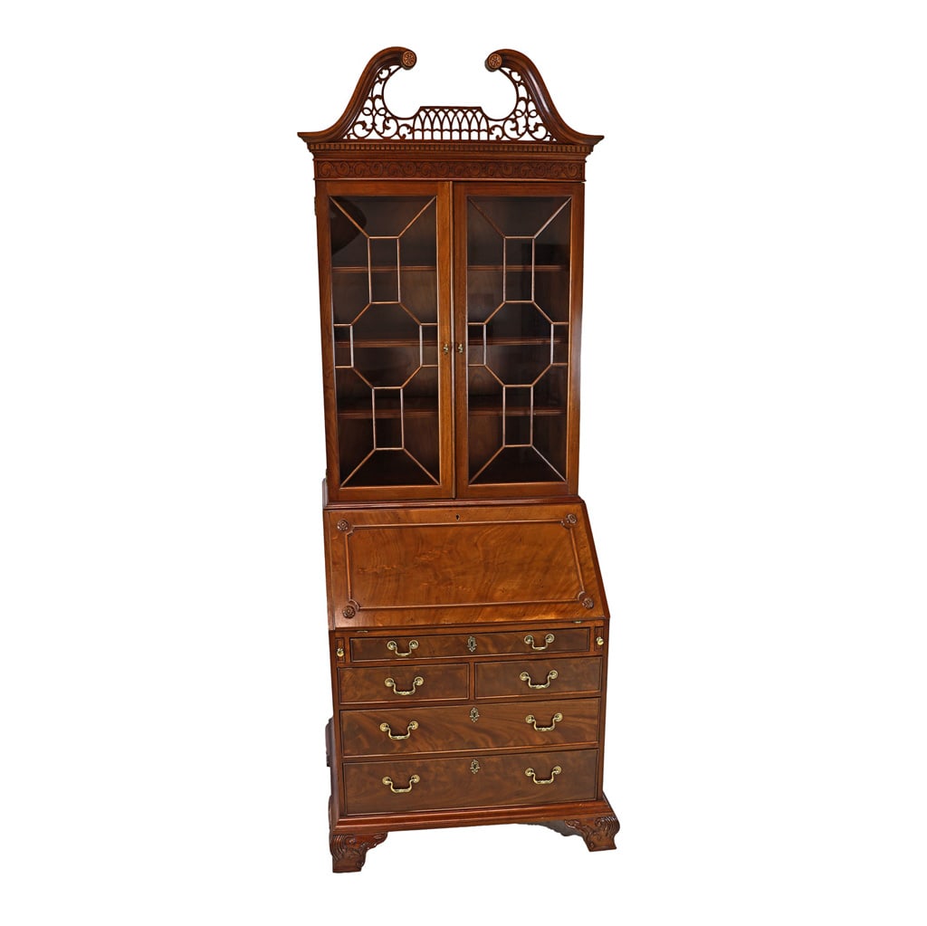 Baker Carved Mahogany Secretary Bookcase (1 of 8)