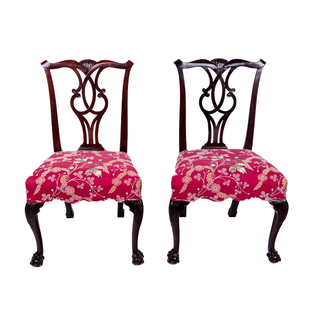 Pair Georgian-Style Floral Upholstered Side Chairs (1 of 8)
