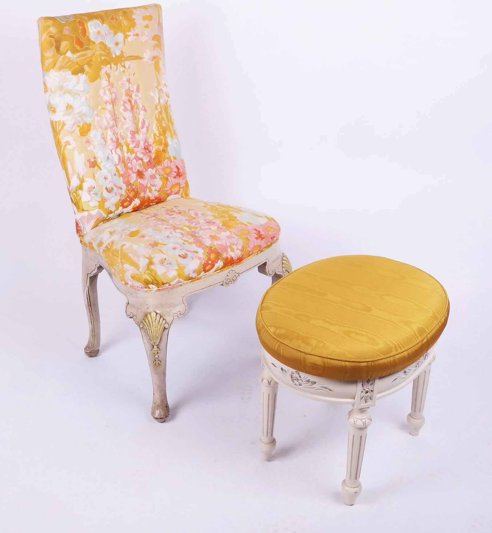 Rococo Style Side Chair & Ottoman (1 of 8)