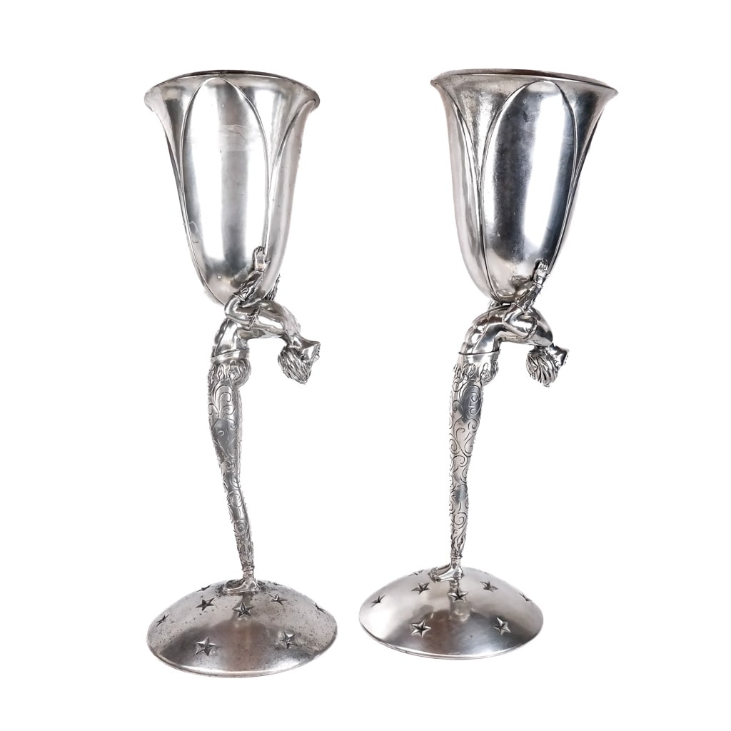 Piero Figura Per Atena, Figural Pewter Vases, Pair (1 of 9)