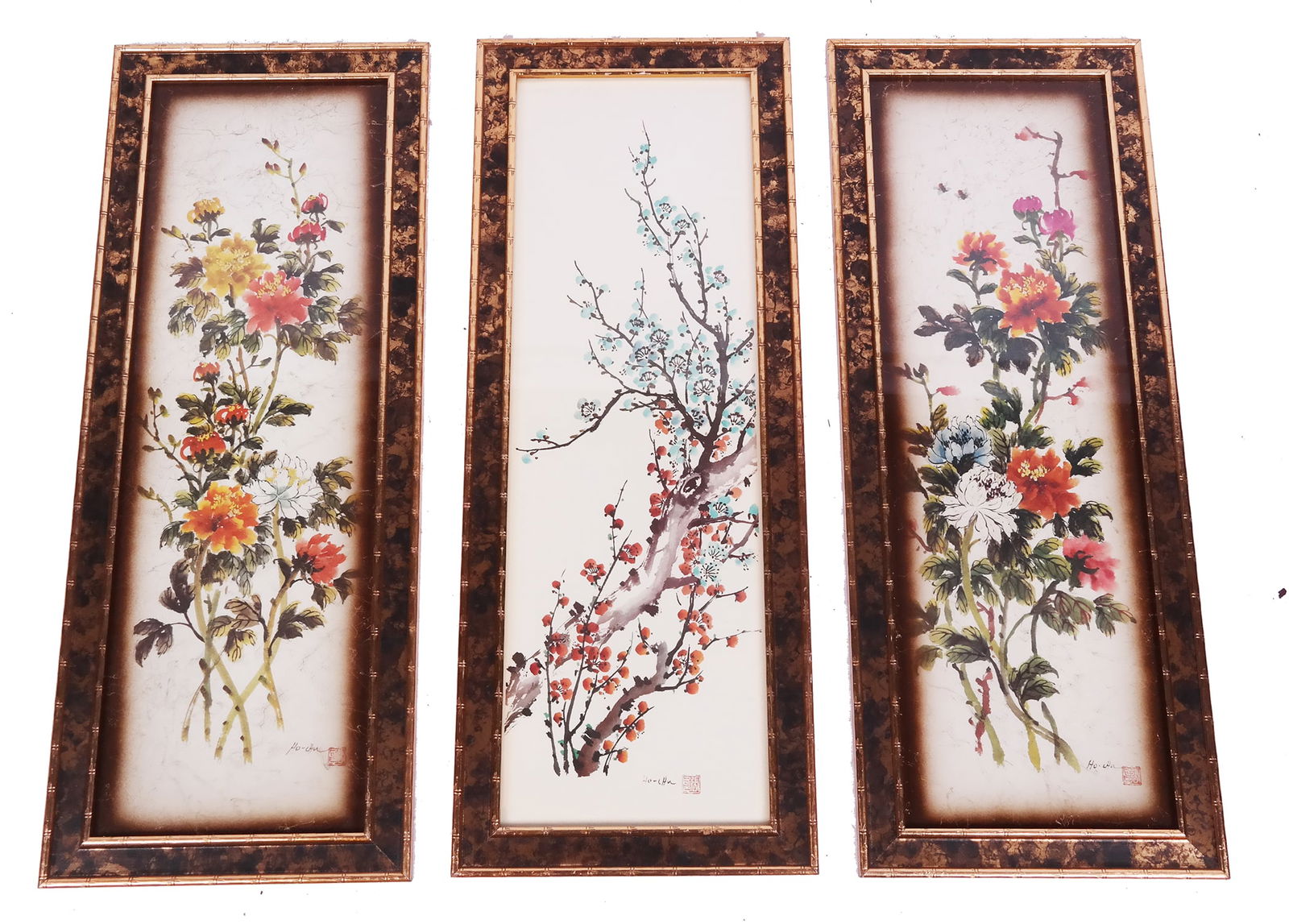 Three Chinese Floral Digital Prints, 20th C. (1 of 13)