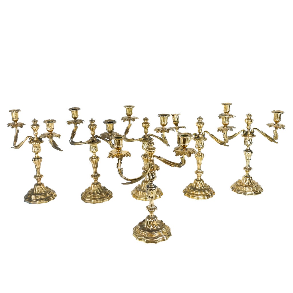 Set of 6 Louis XV-Style Bronze Candelabra (1 of 11)