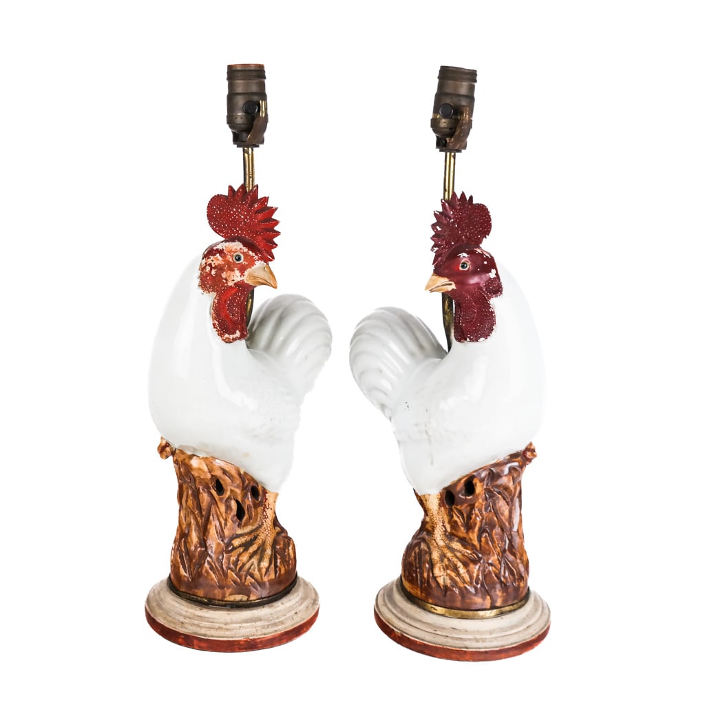 Pair of Rooster-Form Table Lamps (1 of 7)