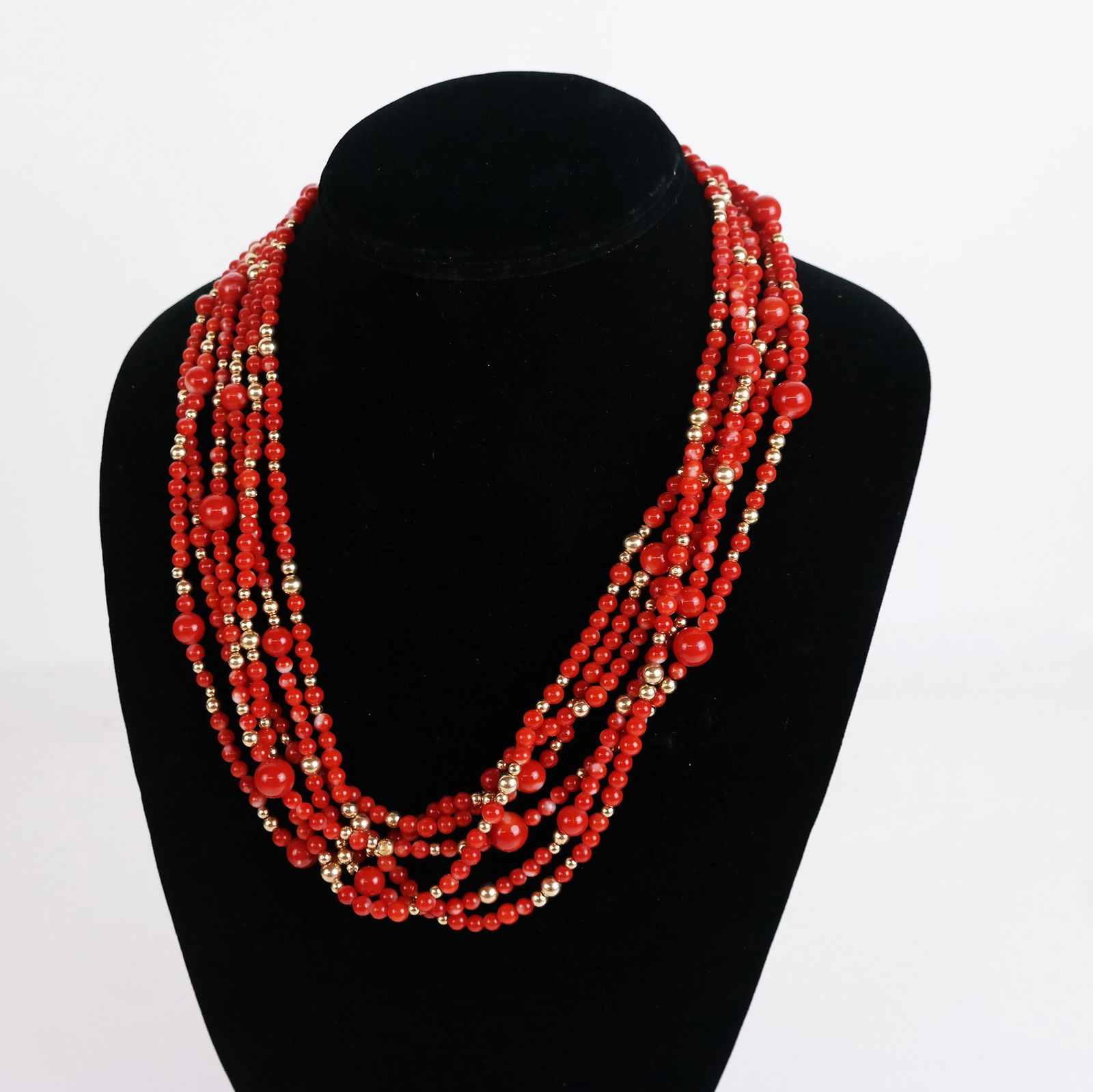 14K Gold, Diamond and Coral Necklace (1 of 9)