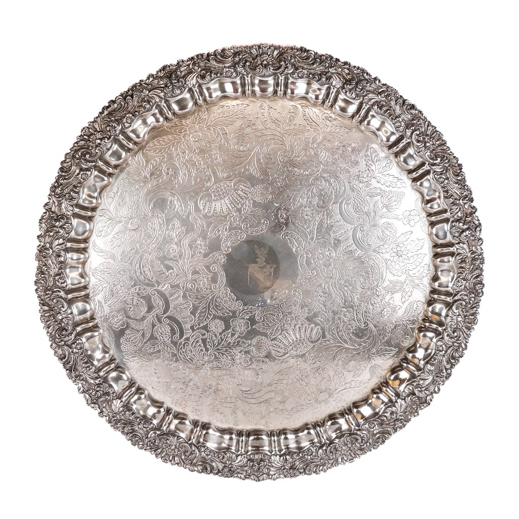 Large Round Silver Plate Platter (1 of 5)