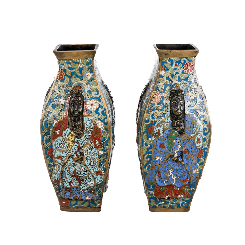 Pair of Chinese Cloisonne Enamel Vases (1 of 10)